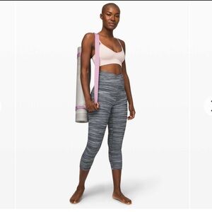 Lululemon Align Crop 21" Cross Waist Space Dye Herringbone Heathered Black Sz 6